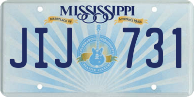 MS license plate JIJ731