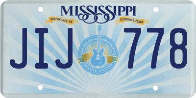 MS license plate JIJ778