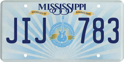 MS license plate JIJ783