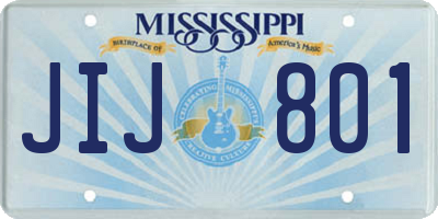 MS license plate JIJ801