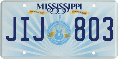 MS license plate JIJ803