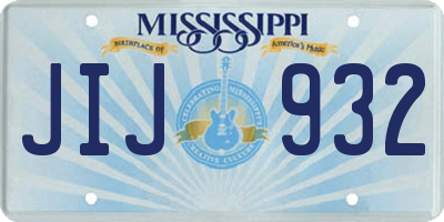 MS license plate JIJ932