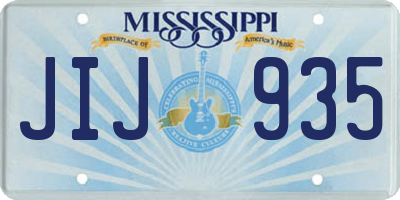 MS license plate JIJ935