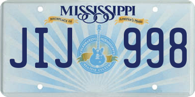 MS license plate JIJ998