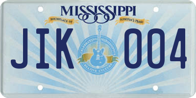 MS license plate JIK004