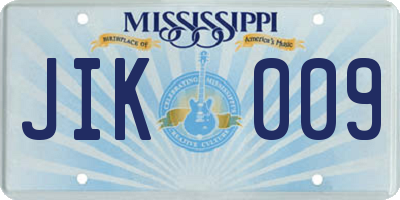 MS license plate JIK009