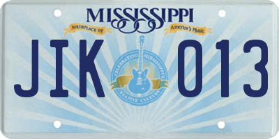 MS license plate JIK013