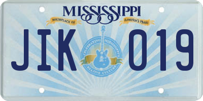 MS license plate JIK019