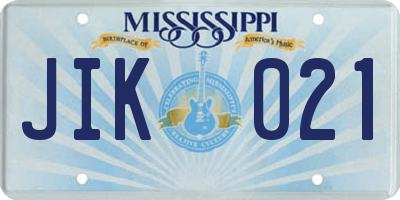 MS license plate JIK021