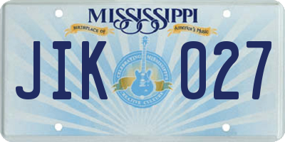 MS license plate JIK027