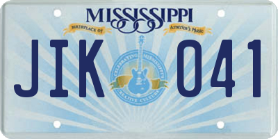 MS license plate JIK041