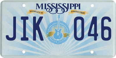 MS license plate JIK046