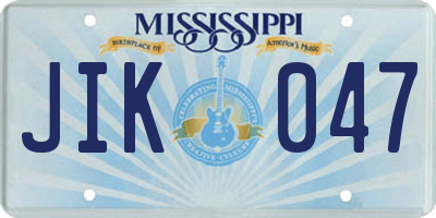 MS license plate JIK047