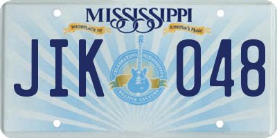 MS license plate JIK048