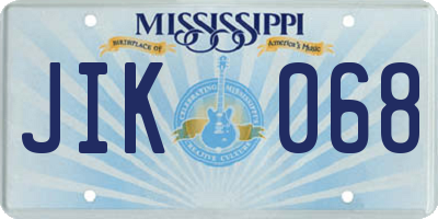 MS license plate JIK068