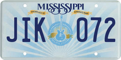 MS license plate JIK072