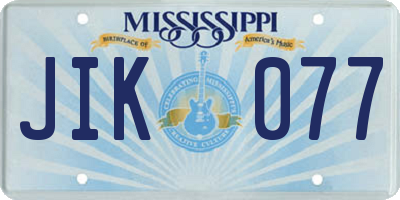 MS license plate JIK077