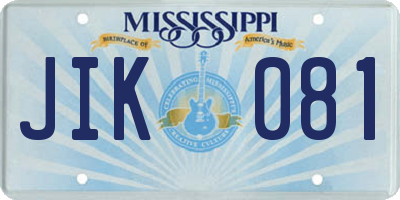 MS license plate JIK081