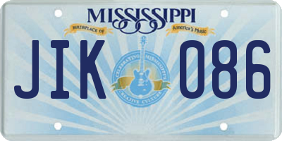 MS license plate JIK086