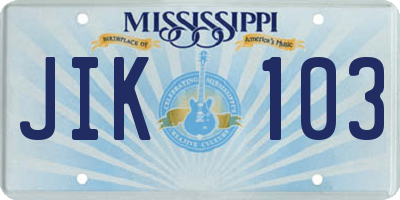 MS license plate JIK103