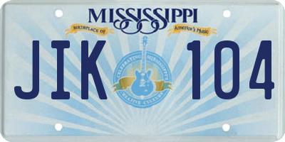 MS license plate JIK104