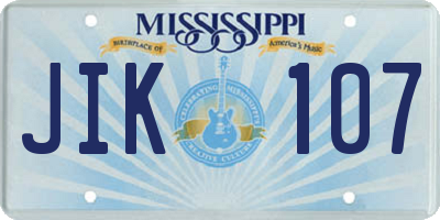 MS license plate JIK107