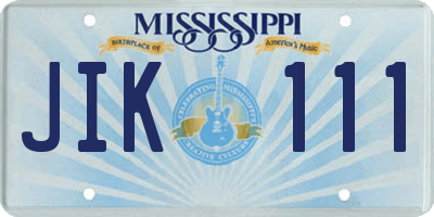 MS license plate JIK111