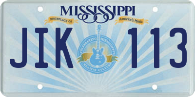 MS license plate JIK113