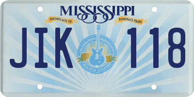 MS license plate JIK118