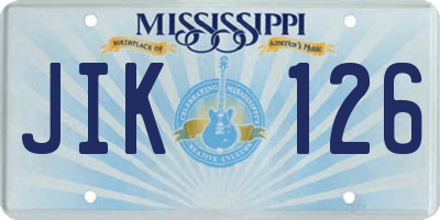 MS license plate JIK126