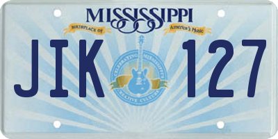 MS license plate JIK127