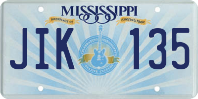 MS license plate JIK135