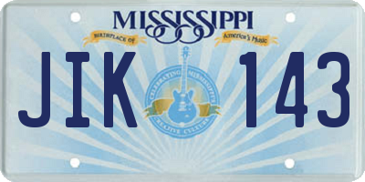 MS license plate JIK143