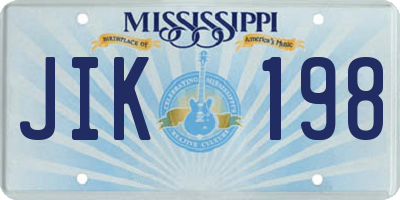 MS license plate JIK198