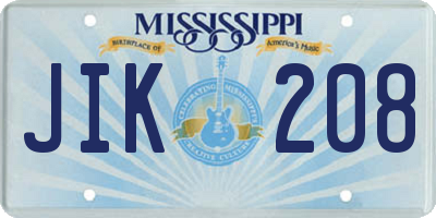 MS license plate JIK208