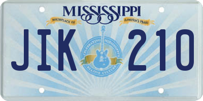 MS license plate JIK210