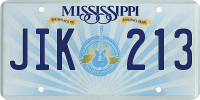 MS license plate JIK213