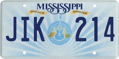 MS license plate JIK214