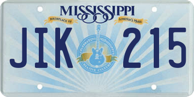 MS license plate JIK215