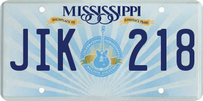 MS license plate JIK218