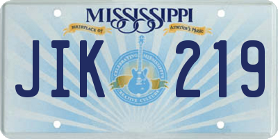 MS license plate JIK219