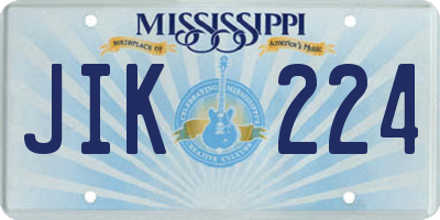 MS license plate JIK224