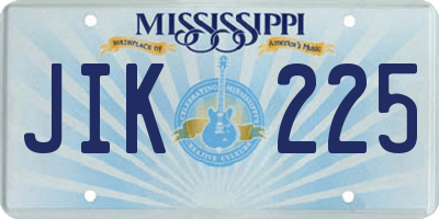MS license plate JIK225