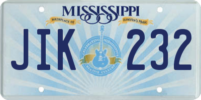 MS license plate JIK232
