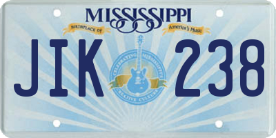 MS license plate JIK238
