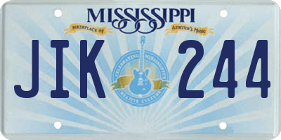 MS license plate JIK244