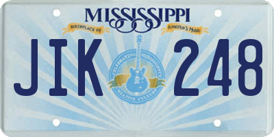 MS license plate JIK248