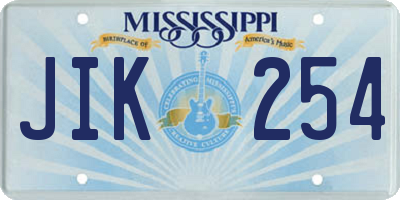 MS license plate JIK254