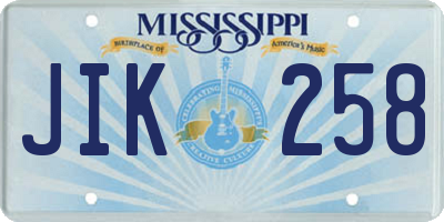 MS license plate JIK258