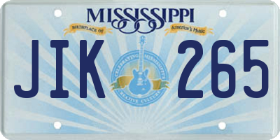 MS license plate JIK265